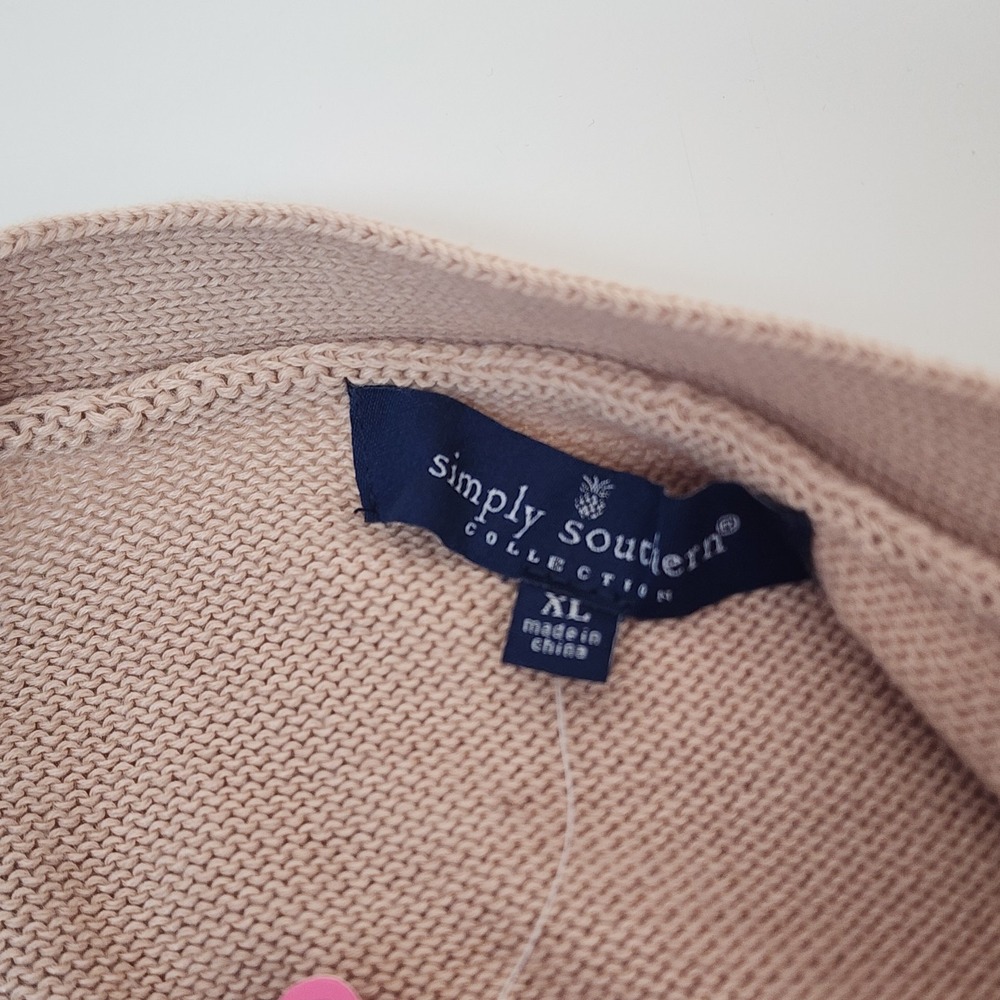 Simply Southern Cardigan Women's XL- Tan Orange Sequins Pumpkins Fall Autumn - Picture 4 of 10